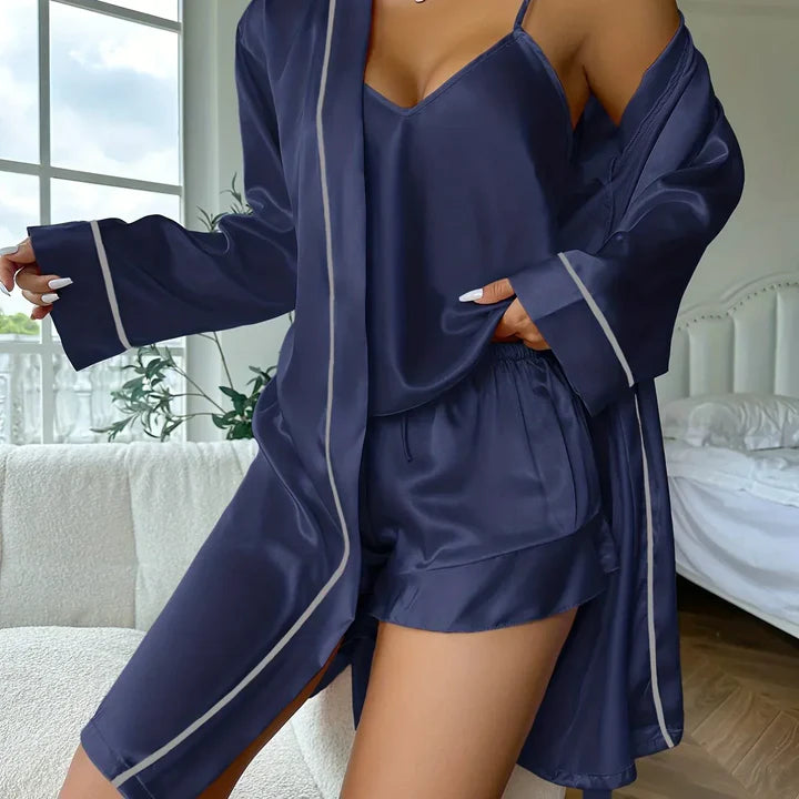 Ensemble Pyjama en Satin 3 Pièces : Luxe et Confort pour des Nuits Élégantes