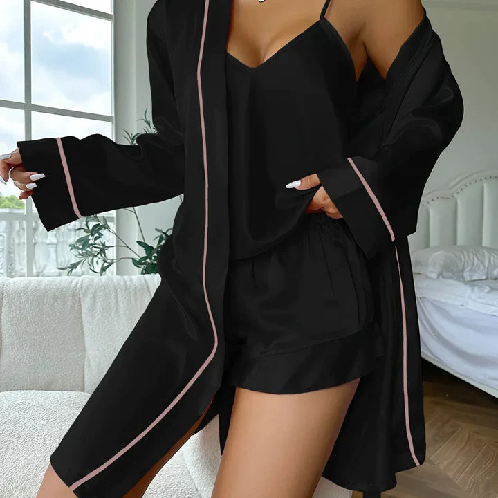 Ensemble Pyjama en Satin 3 Pièces : Luxe et Confort pour des Nuits Élégantes