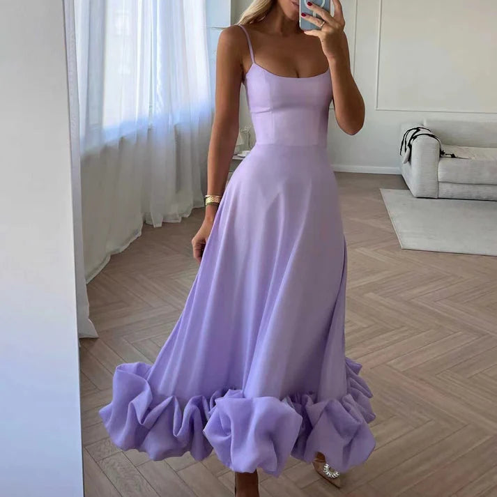 Robe A-Ligne à Bretelles avec Fleurs