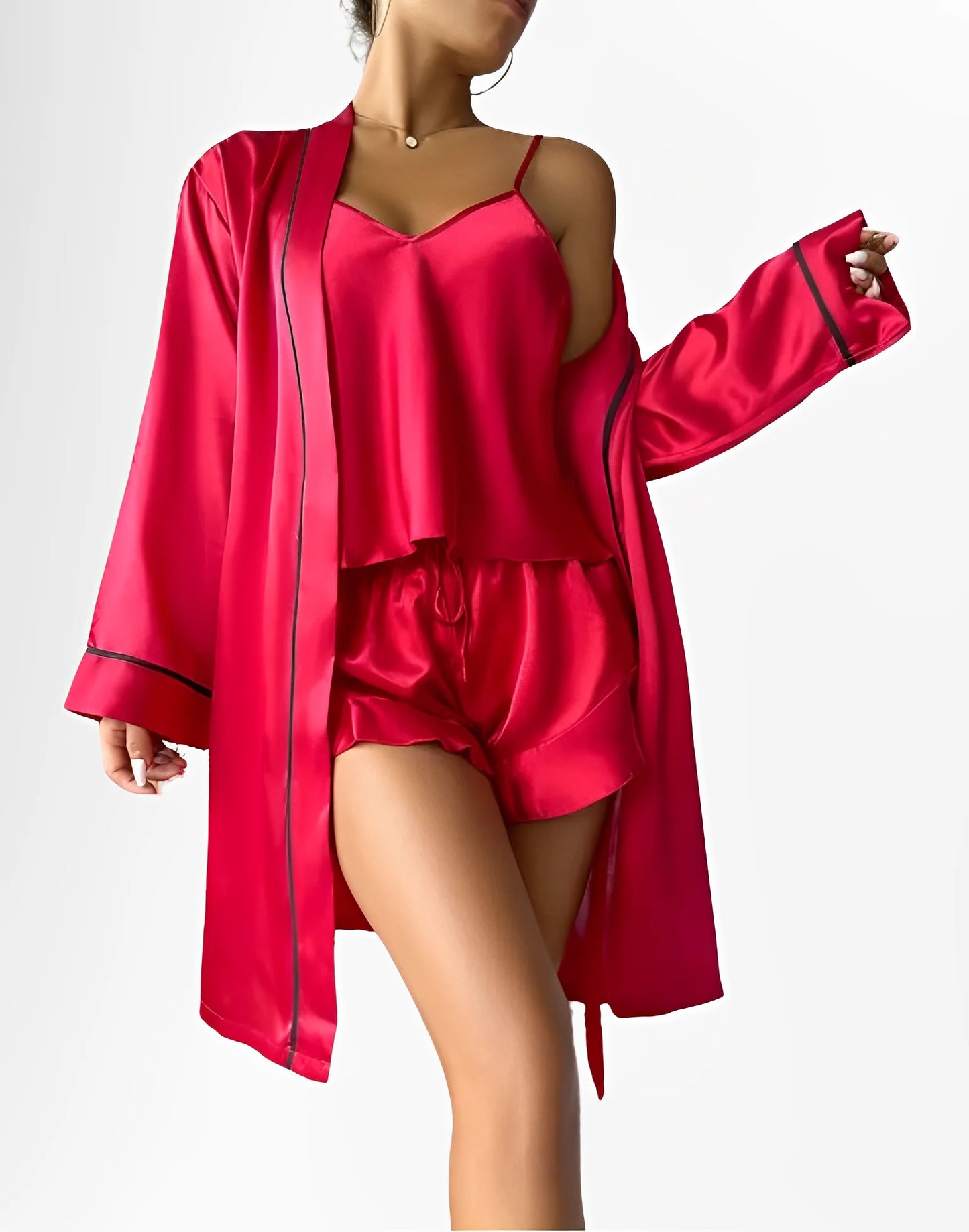 Ensemble Pyjama en Satin 3 Pièces : Luxe et Confort pour des Nuits Élégantes